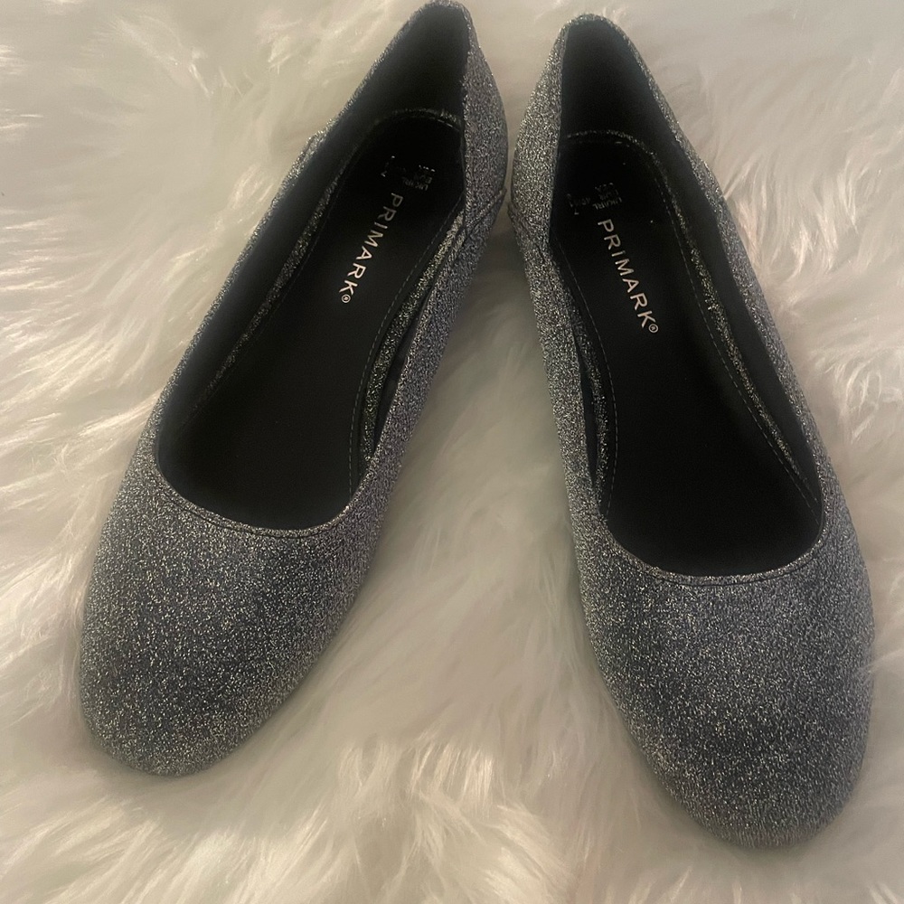 Silver glitter flats